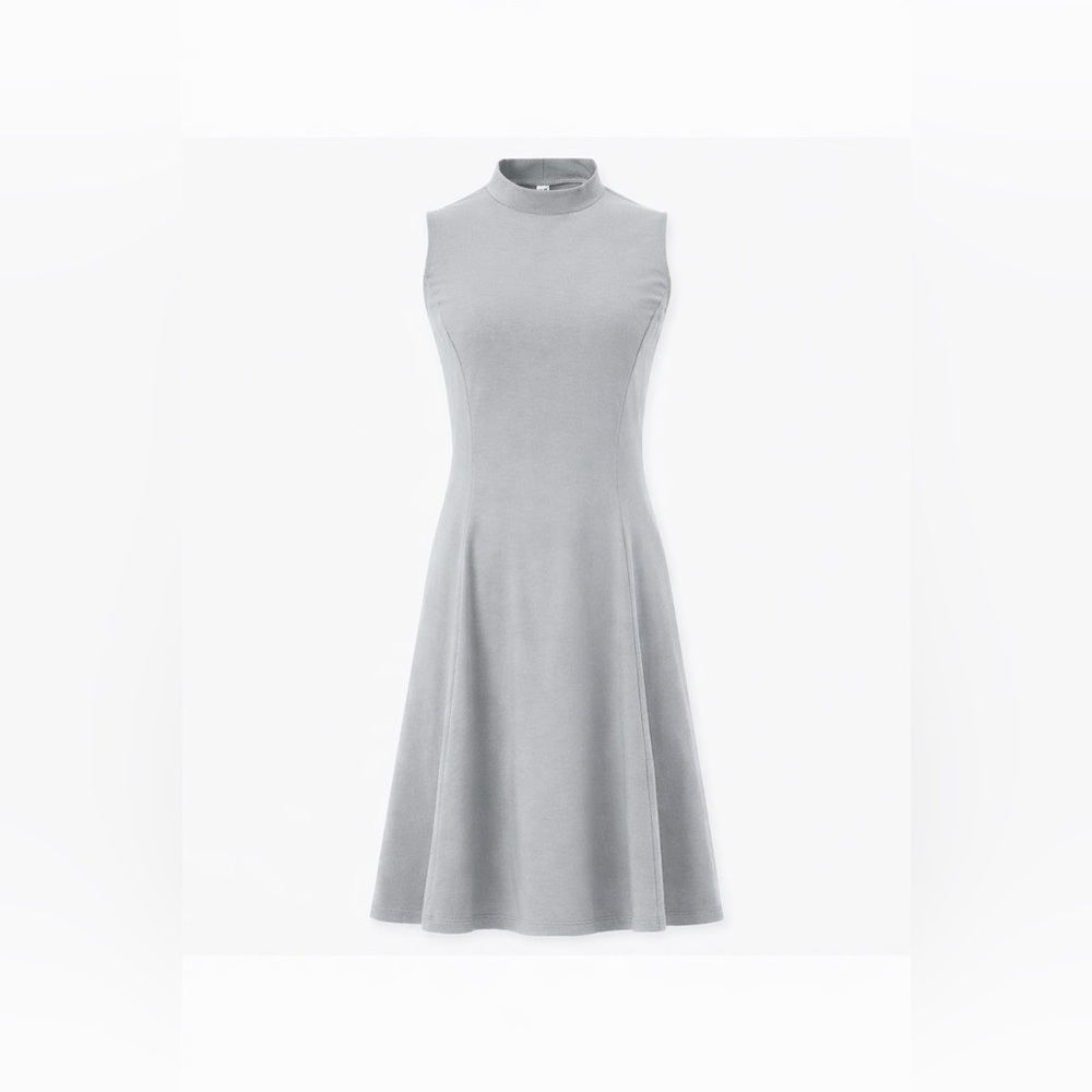 Uniqlo Sleeveless Mock Neck Mini Dress | Grey | Size L